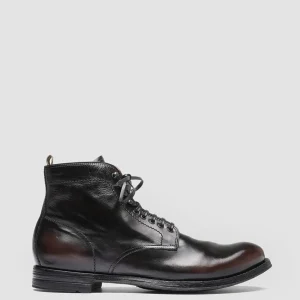 Store Officine Creative ANATOMIA 013 - Black Leather Ankle Boots COFFEE/BLACK