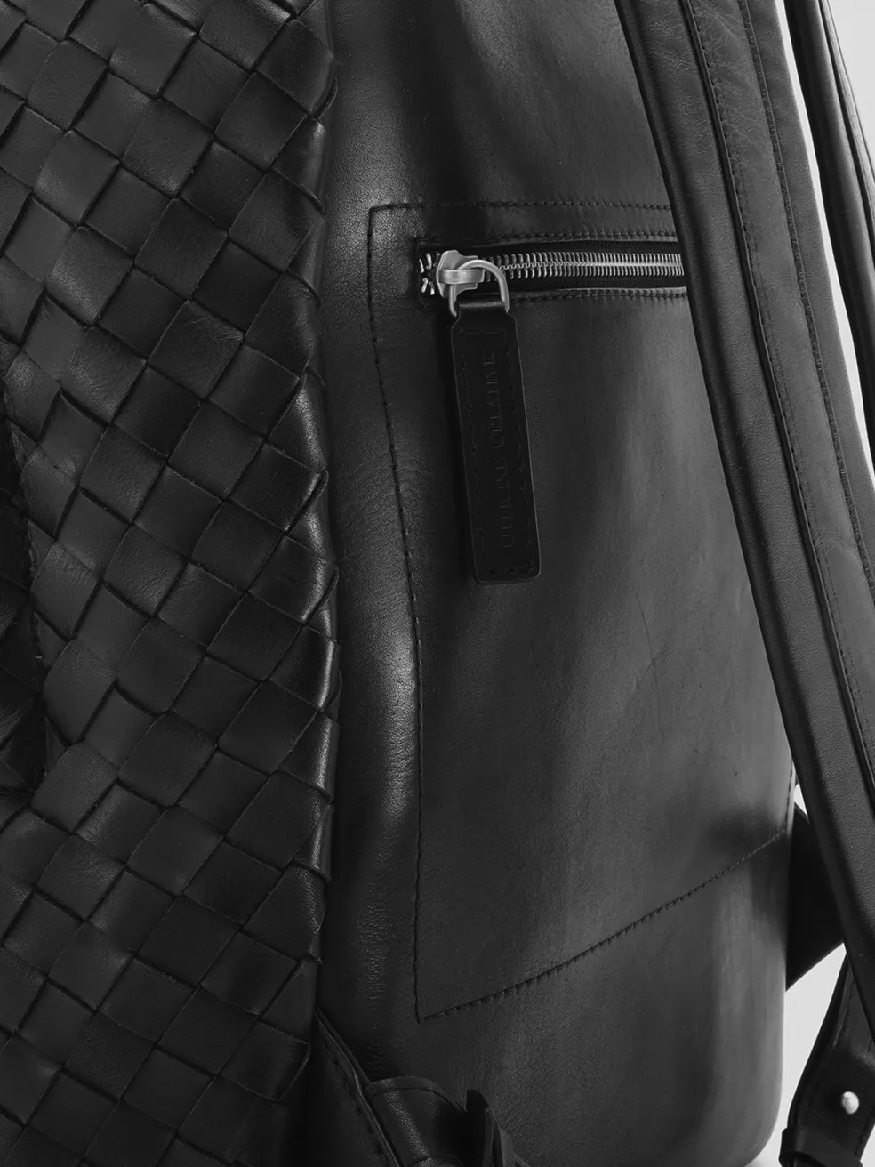 Clearance Officine Creative ARMOR 04 - Woven Leather Backpack BLACK