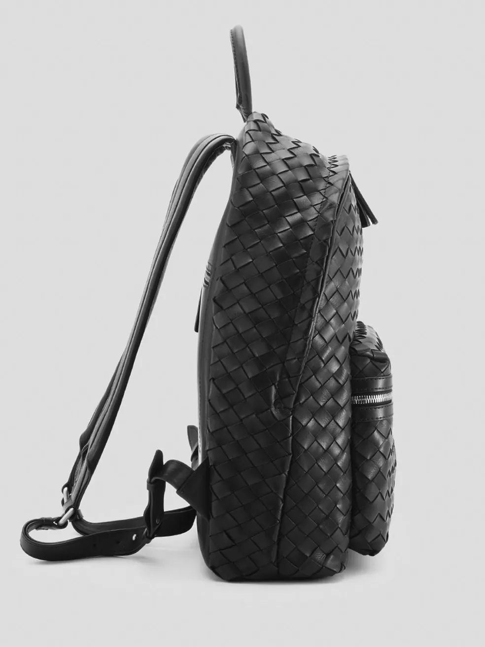 Clearance Officine Creative ARMOR 04 - Woven Leather Backpack BLACK