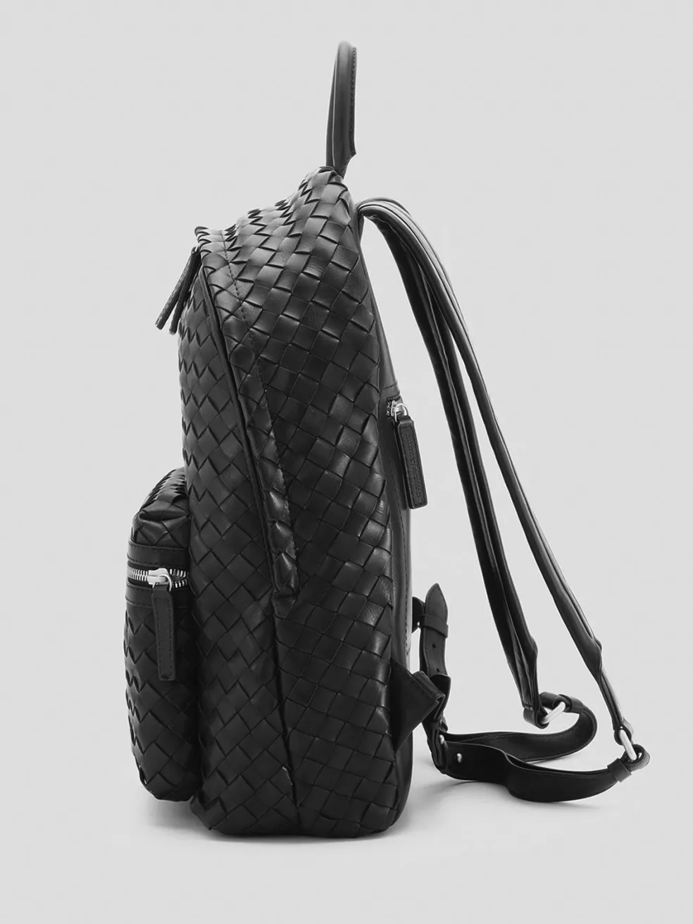 Clearance Officine Creative ARMOR 04 - Woven Leather Backpack BLACK