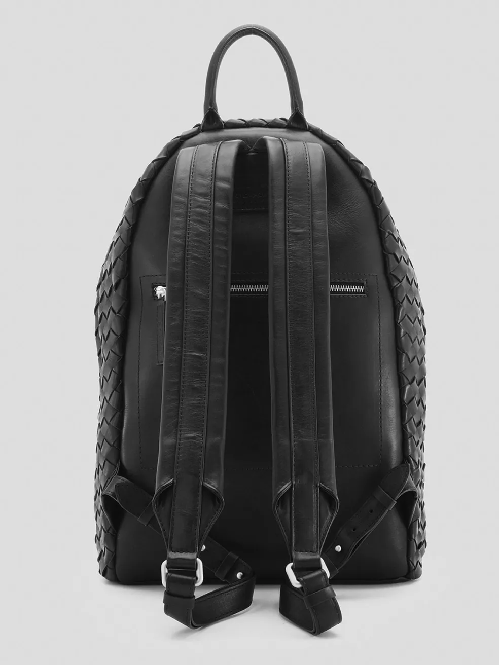 Clearance Officine Creative ARMOR 04 - Woven Leather Backpack BLACK