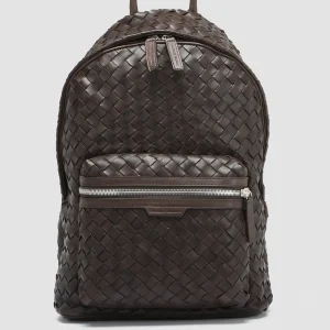 Best Officine Creative ARMOR 04 - Brown Woven Leather Backpack COFFEE