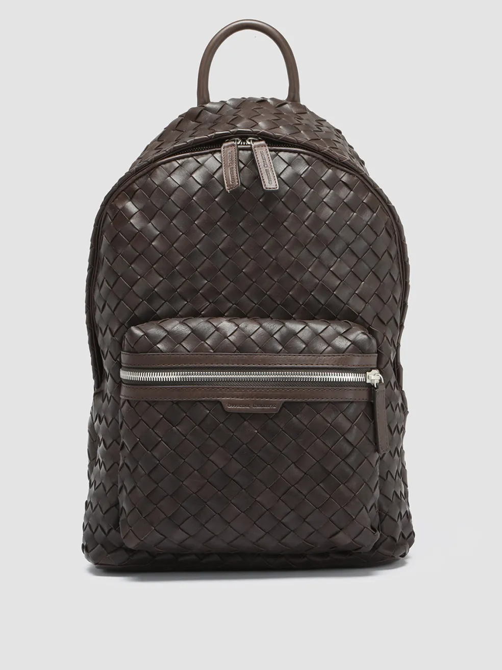 Best Officine Creative ARMOR 04 - Brown Woven Leather Backpack COFFEE