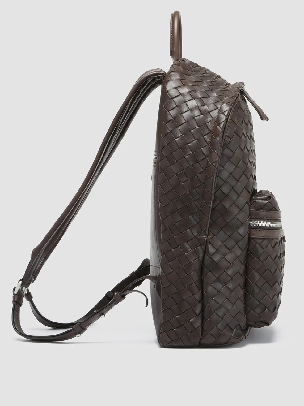 Best Officine Creative ARMOR 04 - Brown Woven Leather Backpack COFFEE