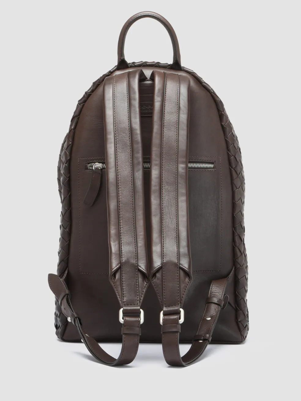 Best Officine Creative ARMOR 04 - Brown Woven Leather Backpack COFFEE