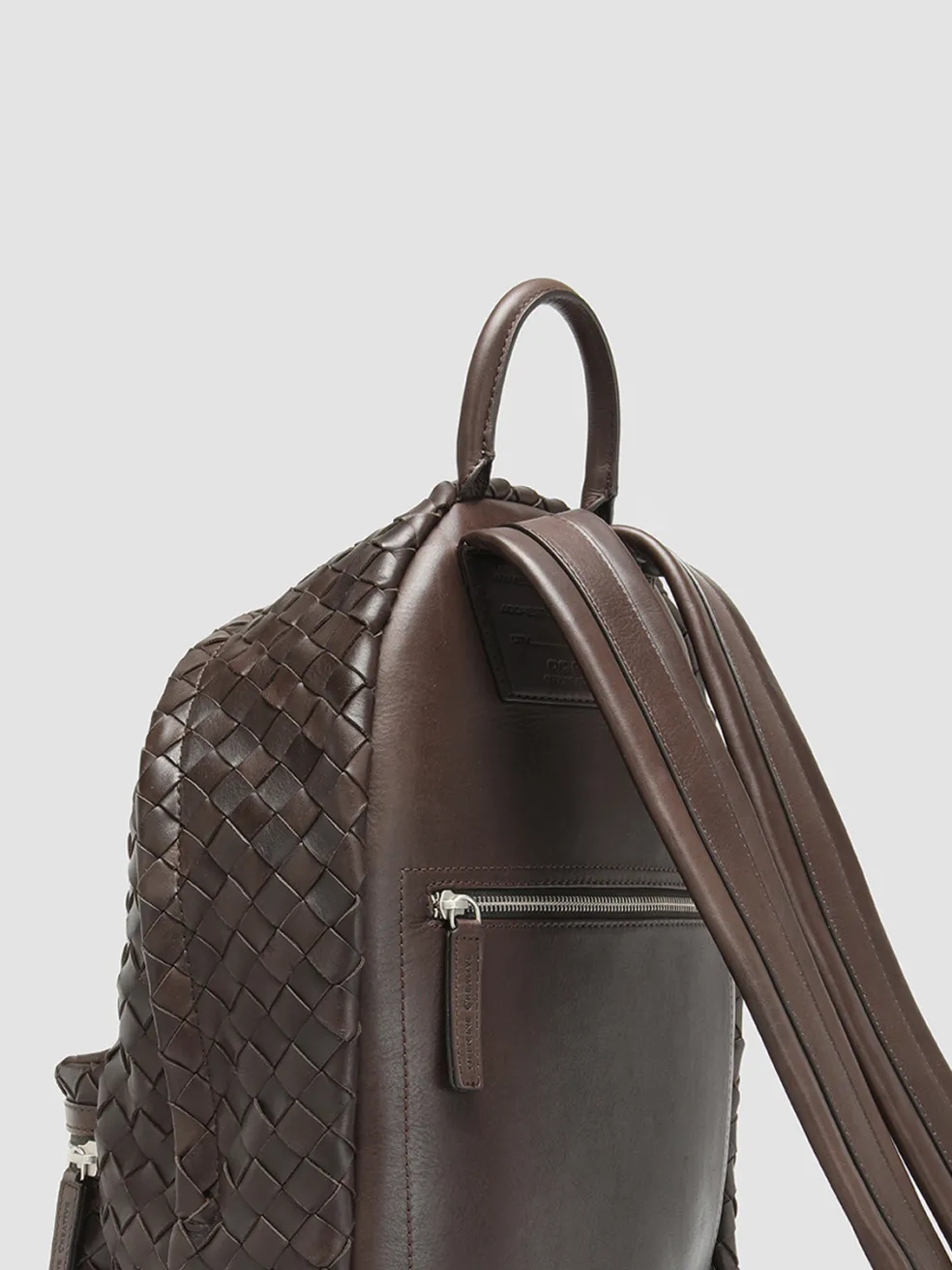 Best Officine Creative ARMOR 04 - Brown Woven Leather Backpack COFFEE