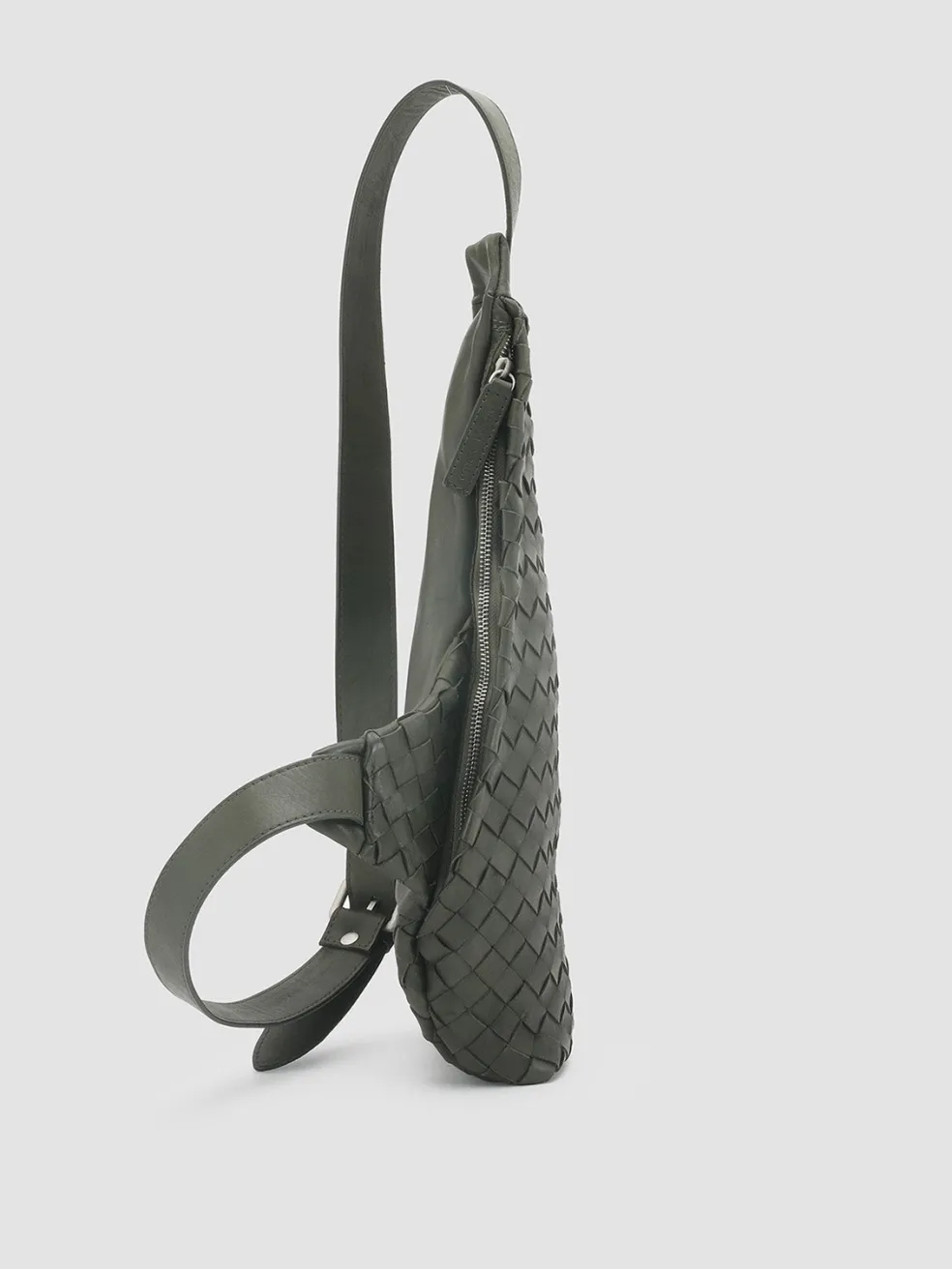 Store Officine Creative ARMOR 05 - Green Woven Leather Backpack DEPHTS