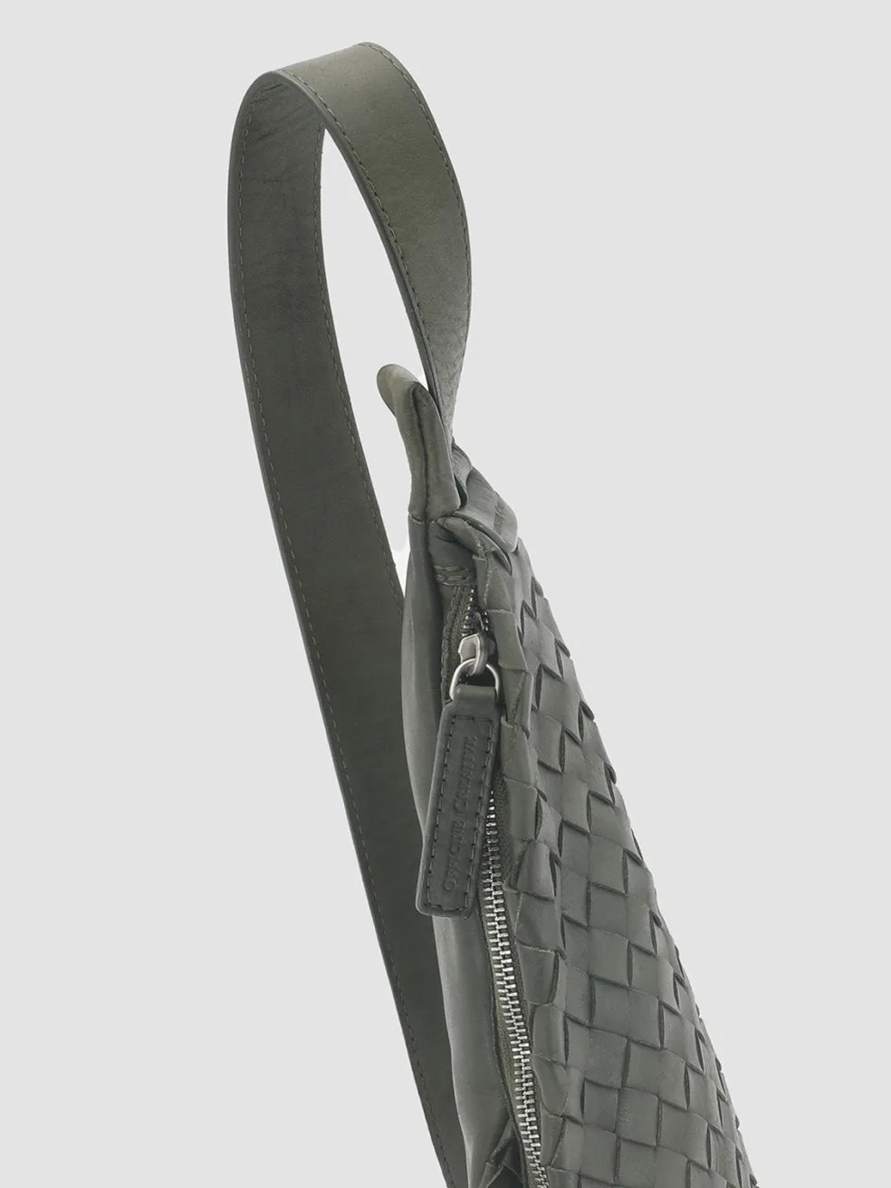 Store Officine Creative ARMOR 05 - Green Woven Leather Backpack DEPHTS