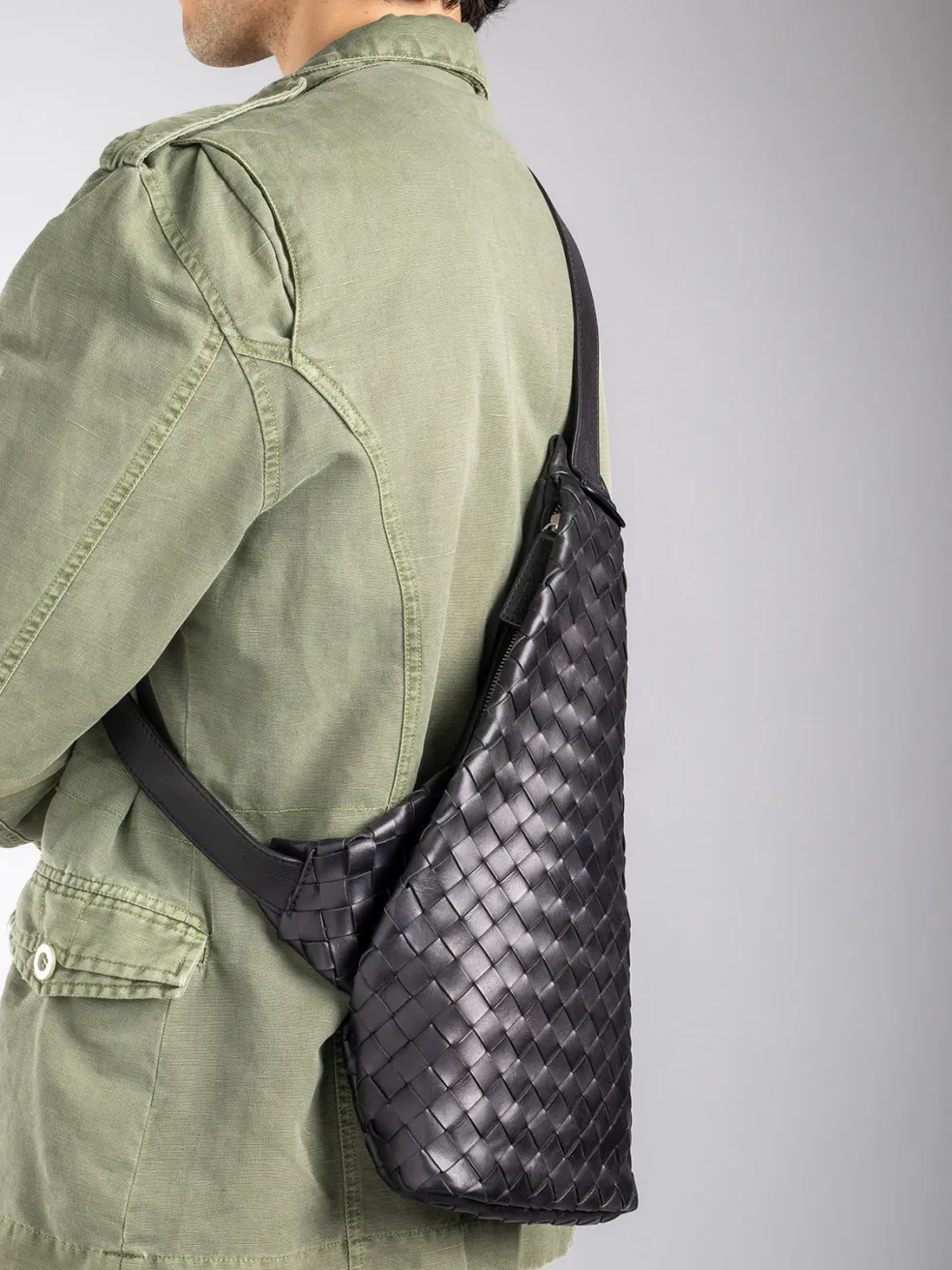 Store Officine Creative ARMOR 05 - Green Woven Leather Backpack DEPHTS