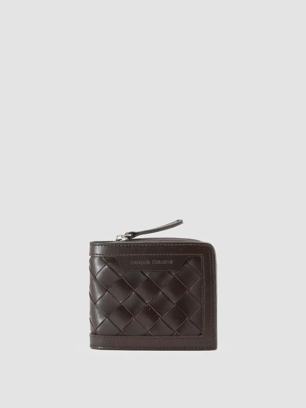Outlet Officine Creative BERGE’ 104 - Brown Woven Leather Bifold Wallet COFFEE