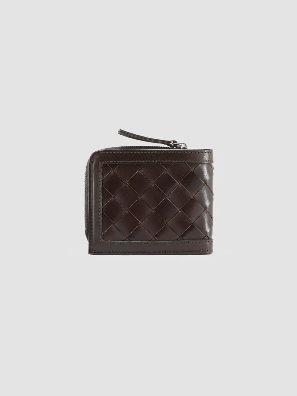 Outlet Officine Creative BERGE’ 104 - Brown Woven Leather Bifold Wallet COFFEE