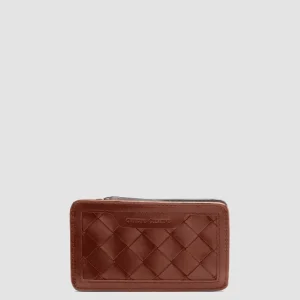Fashion Officine Creative BERGE’ 103 - Brown Woven Leather Card Holder TAN