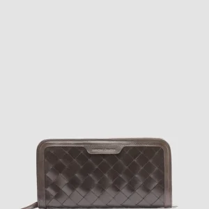 Cheap Officine Creative BERGE’ 101 - Brown Woven Leather Wallet COFFEE