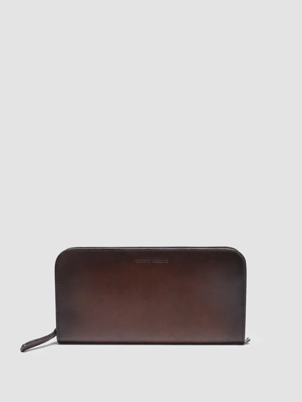 Shop Officine Creative BERGE’ 01 - Brown Zip Around Leather Wallet TESTA DI MORO