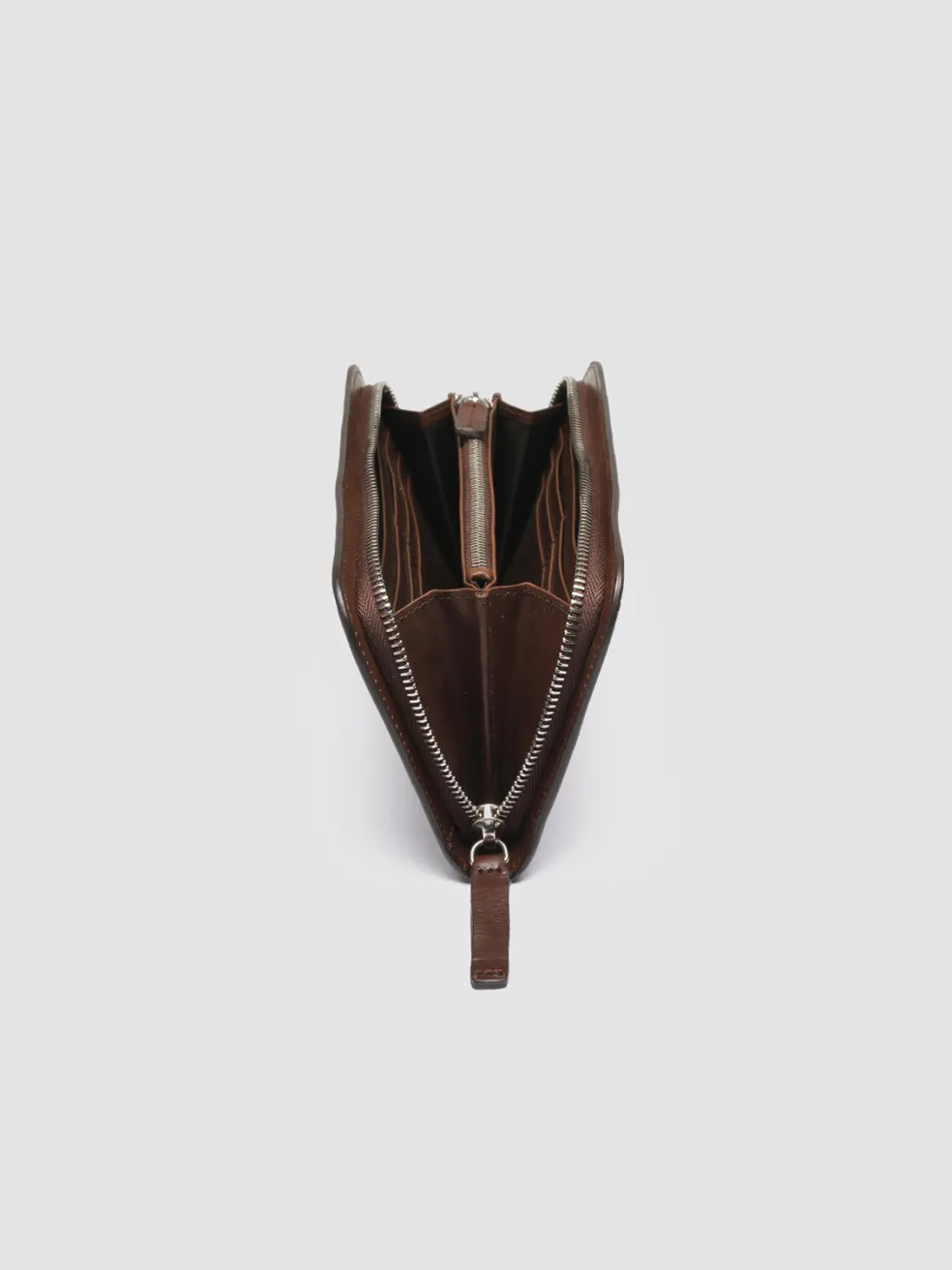 Shop Officine Creative BERGE’ 01 - Brown Zip Around Leather Wallet TESTA DI MORO