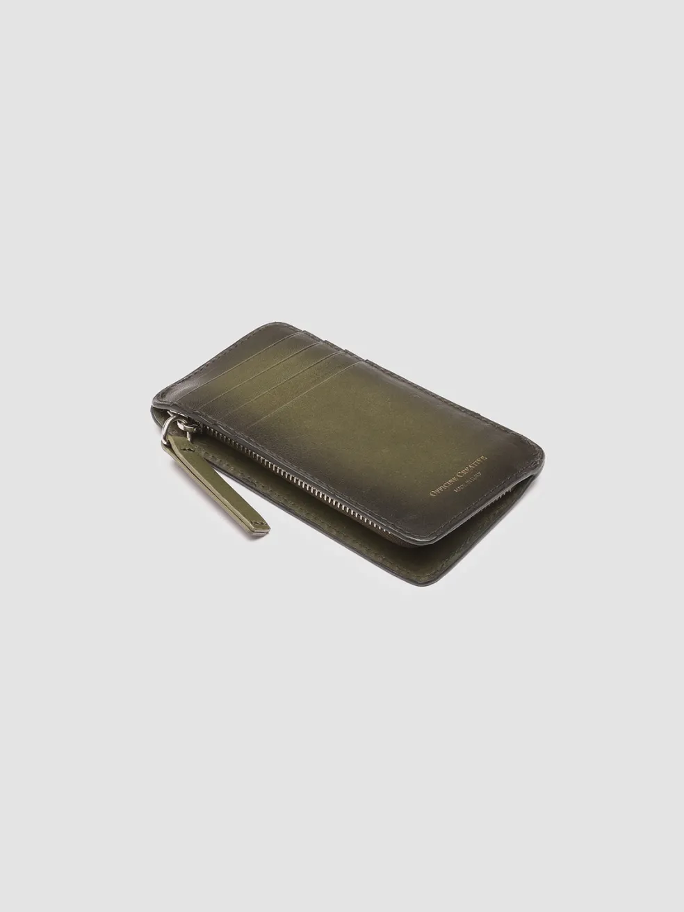 Store Officine Creative BERGE’ 03 - Green Leather Card Holder DEPHTS