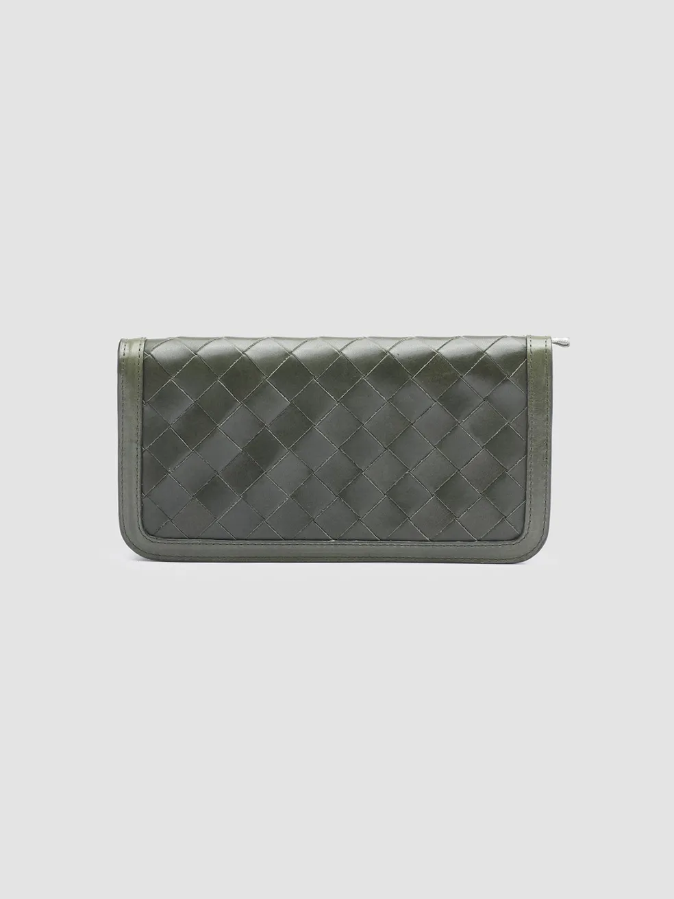 Outlet Officine Creative BERGE’ 101 - Green Woven Leather Wallet DEPHTS