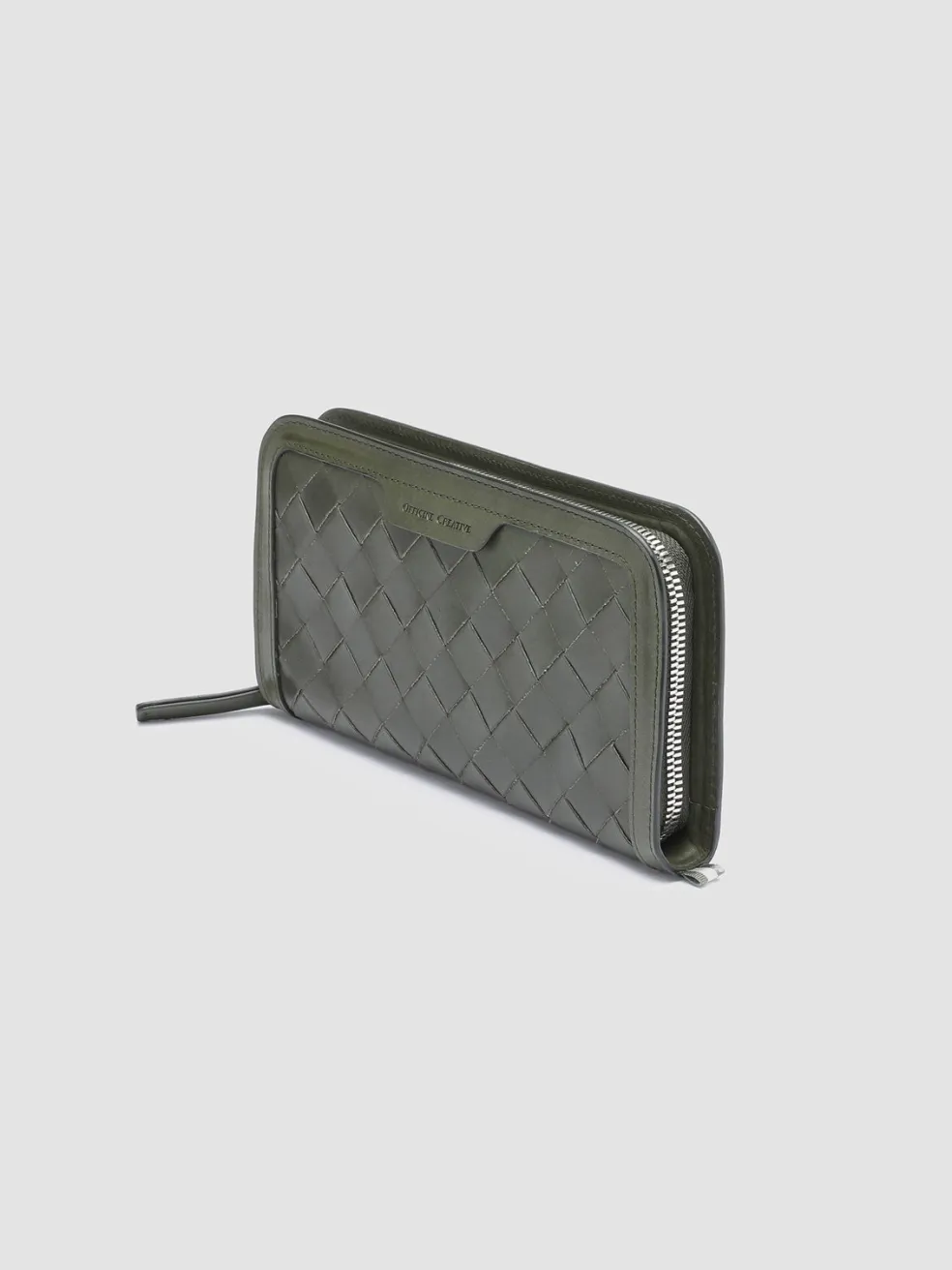 Outlet Officine Creative BERGE’ 101 - Green Woven Leather Wallet DEPHTS