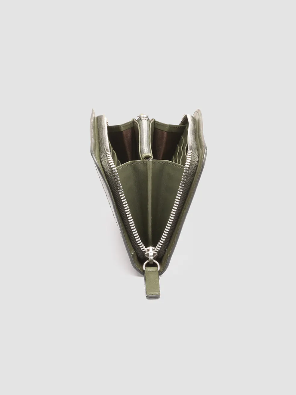 Outlet Officine Creative BERGE’ 101 - Green Woven Leather Wallet DEPHTS