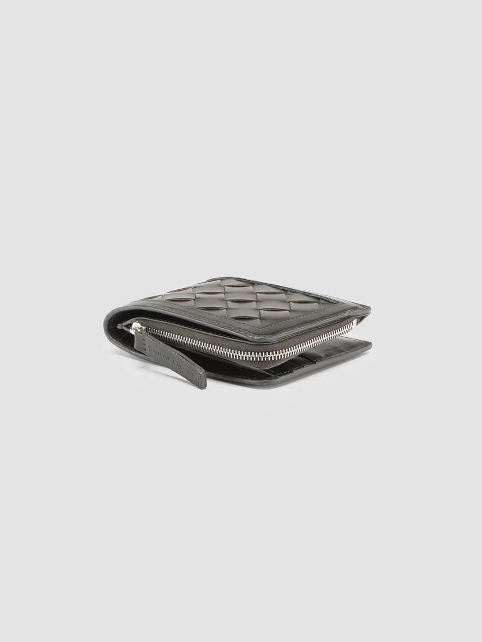 Best Officine Creative BERGE’ 104 - Grey Woven Leather Bifold Wallet PIOMBO