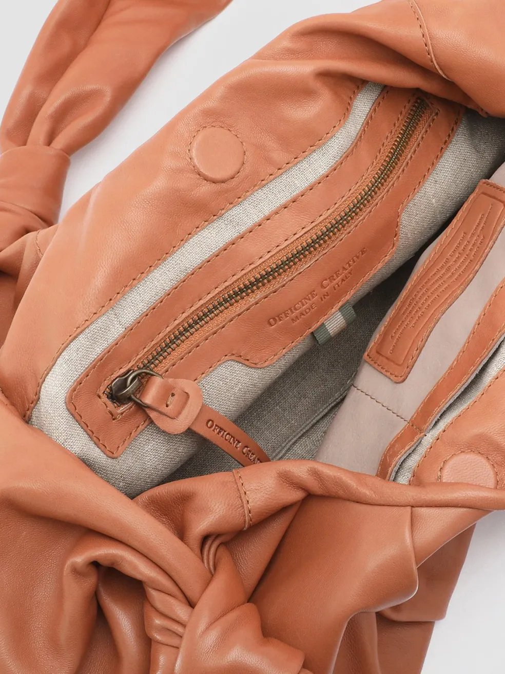 Clearance Officine Creative BOLINA 20 - Brown Leather Bag RHUM