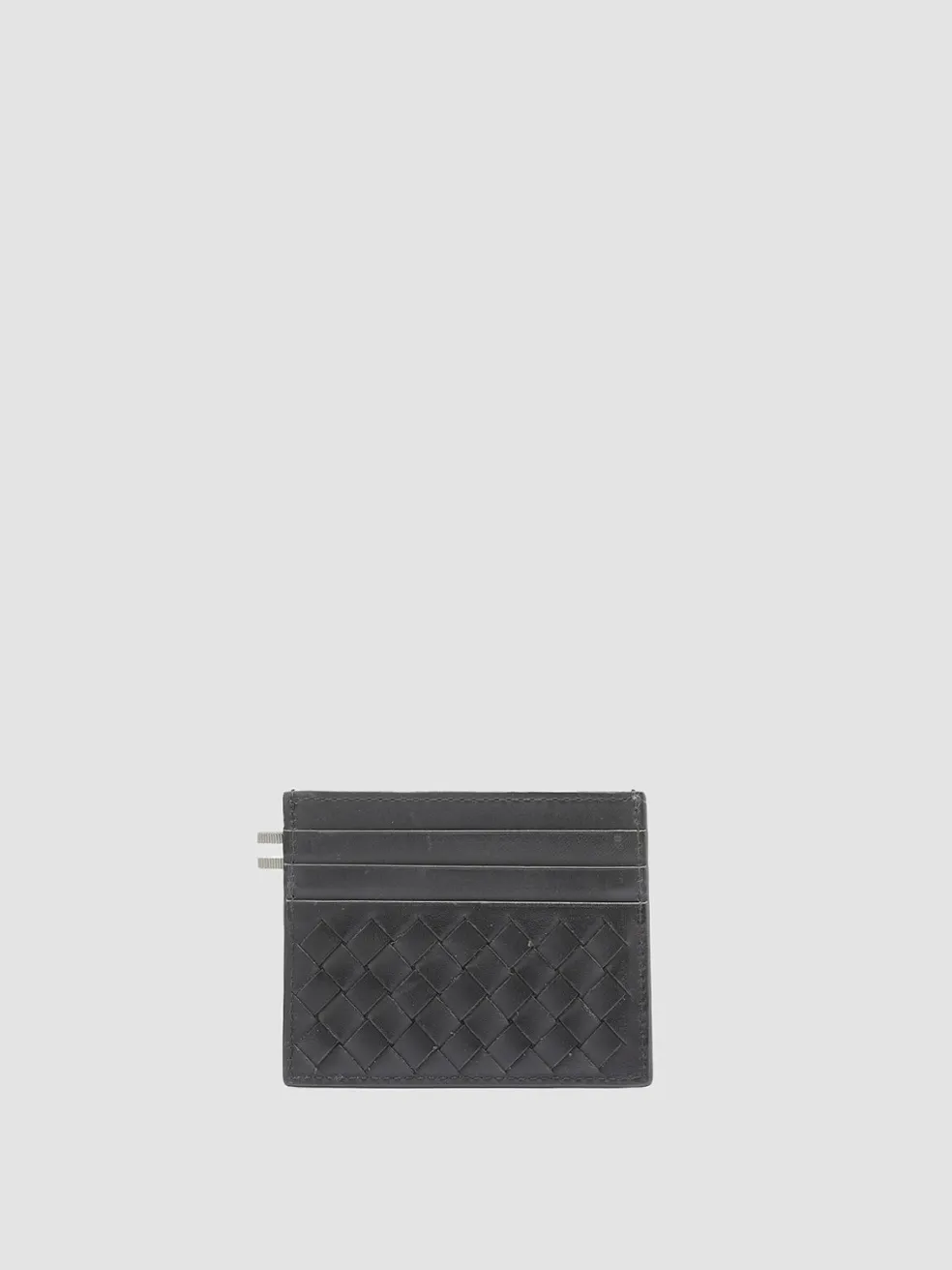 Store Officine Creative BOUDIN 122 - Woven Leather Card Holder BLACK