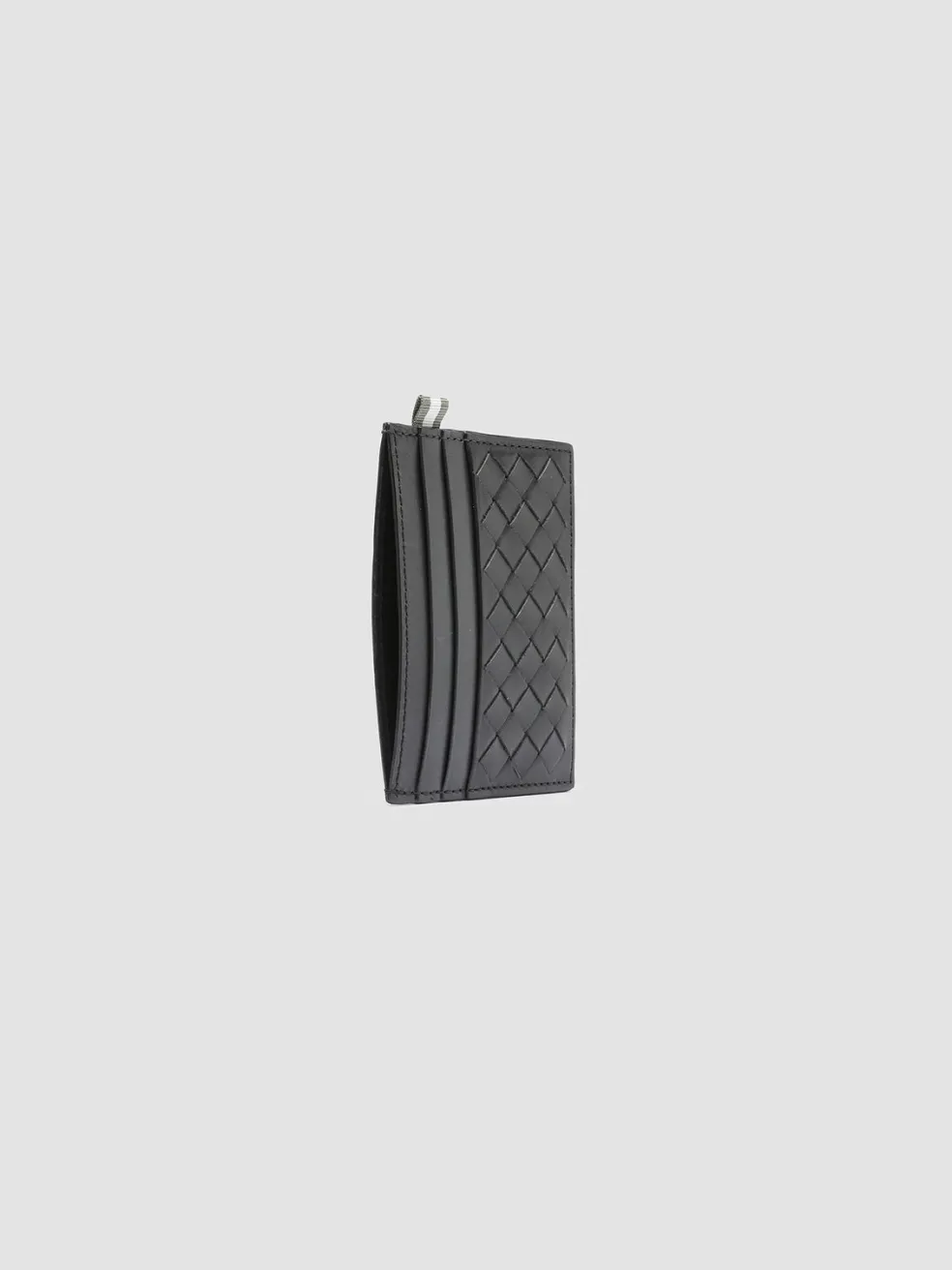 Store Officine Creative BOUDIN 122 - Woven Leather Card Holder BLACK
