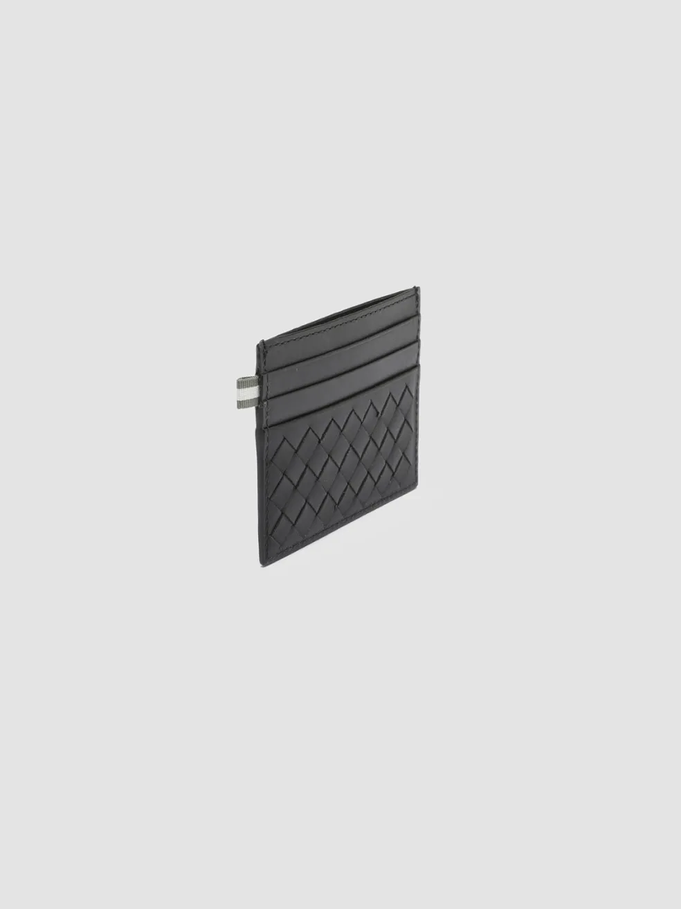 Store Officine Creative BOUDIN 122 - Woven Leather Card Holder BLACK