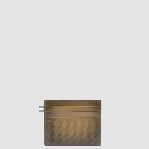 Cheap Officine Creative BOUDIN 122 - Green Woven Leather Card Holder FIR GREEN