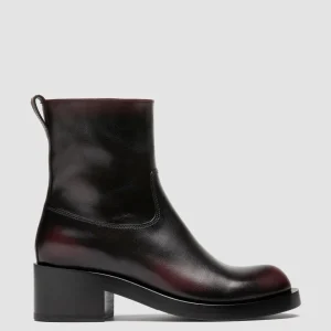 Store Officine Creative BRETT 005 - Burgundy Leather Zipped Boots BORDO'/SUPERNERO                                  