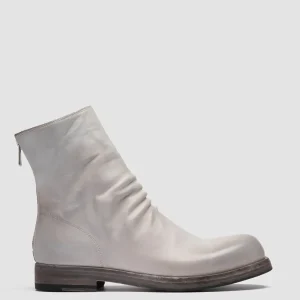 Sale Officine Creative BULLA DD 303 - Grey Leather Zipped Boots GESSO                                             