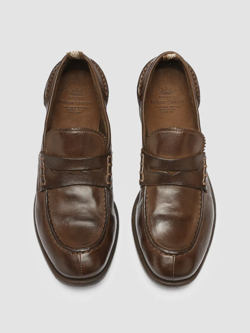 Sale Officine Creative CALIXTE 042 - Brown Leather Penny Loafers LIGHT BROWN