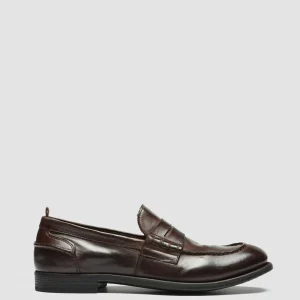 Online Officine Creative CHRONICLE 144 - Brown Leather Penny Loafers DARK BURGUNDY
