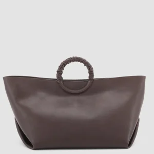 Store Officine Creative CIRCLE 15 - Brown Leather Handle Bag DARK BROWN
