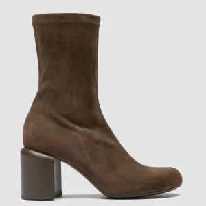 Store Officine Creative ELINOR 005 - Taupe Suede Zipped Boots OLIVE                                             