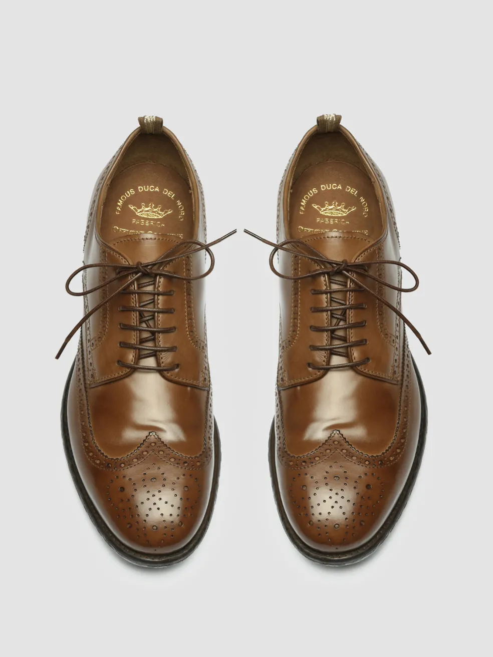 Shop Officine Creative EMORY 015 - Brown Leather Derby Shoes CIGAR