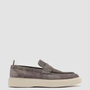 Online Officine Creative FRAME 001 - Grey Suede Penny Loafers LAVAGNA