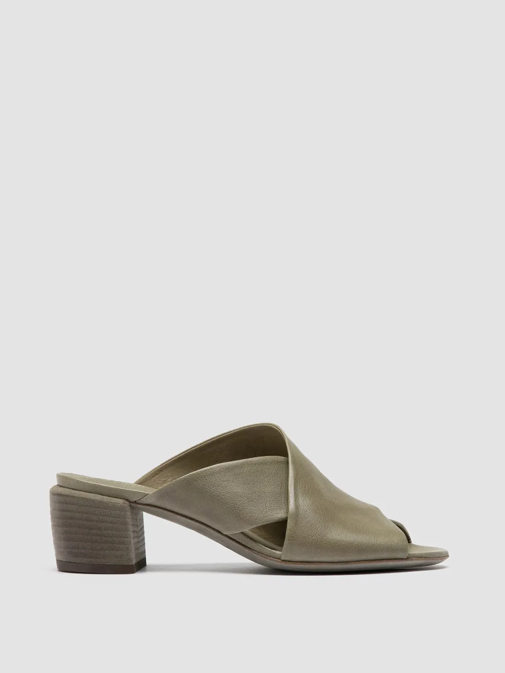 Shop Officine Creative HADRY 007 - Green Leather Slide Sandals ELMWOOD