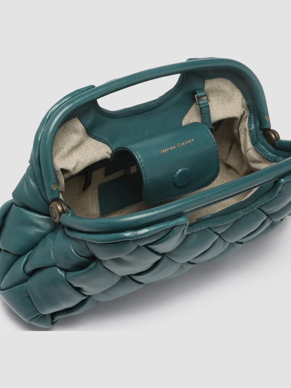 Online Officine Creative HELEN 08 - Leather Clutch Bag GREEN