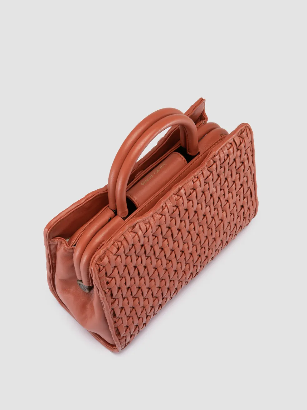 Shop Officine Creative HELEN 025 - Salmon Pink Leather Hand Bag RUST ROSE