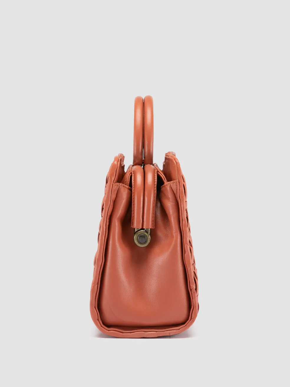 Shop Officine Creative HELEN 025 - Salmon Pink Leather Hand Bag RUST ROSE