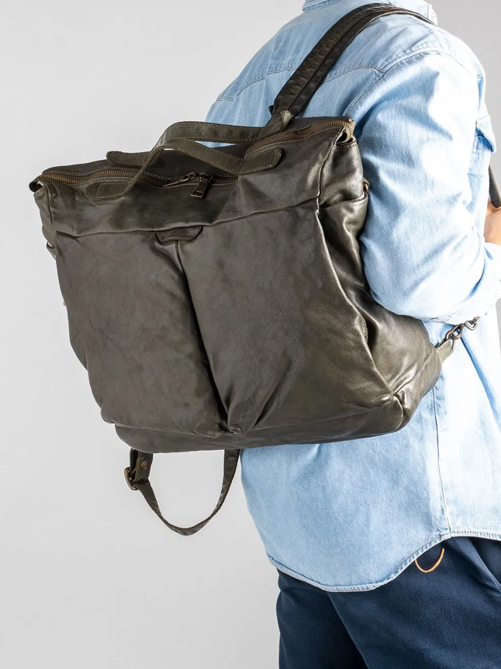 Discount Officine Creative HELMET 036 - Leather Backpack BLACK