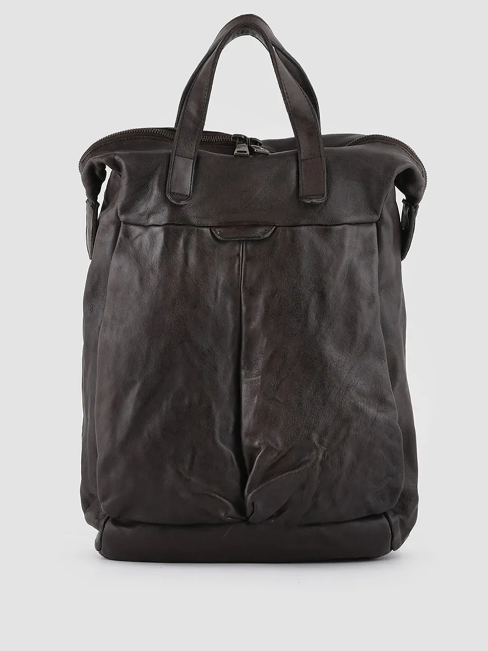 New Officine Creative HELMET 28 - Brown Leather Backpack EBANO