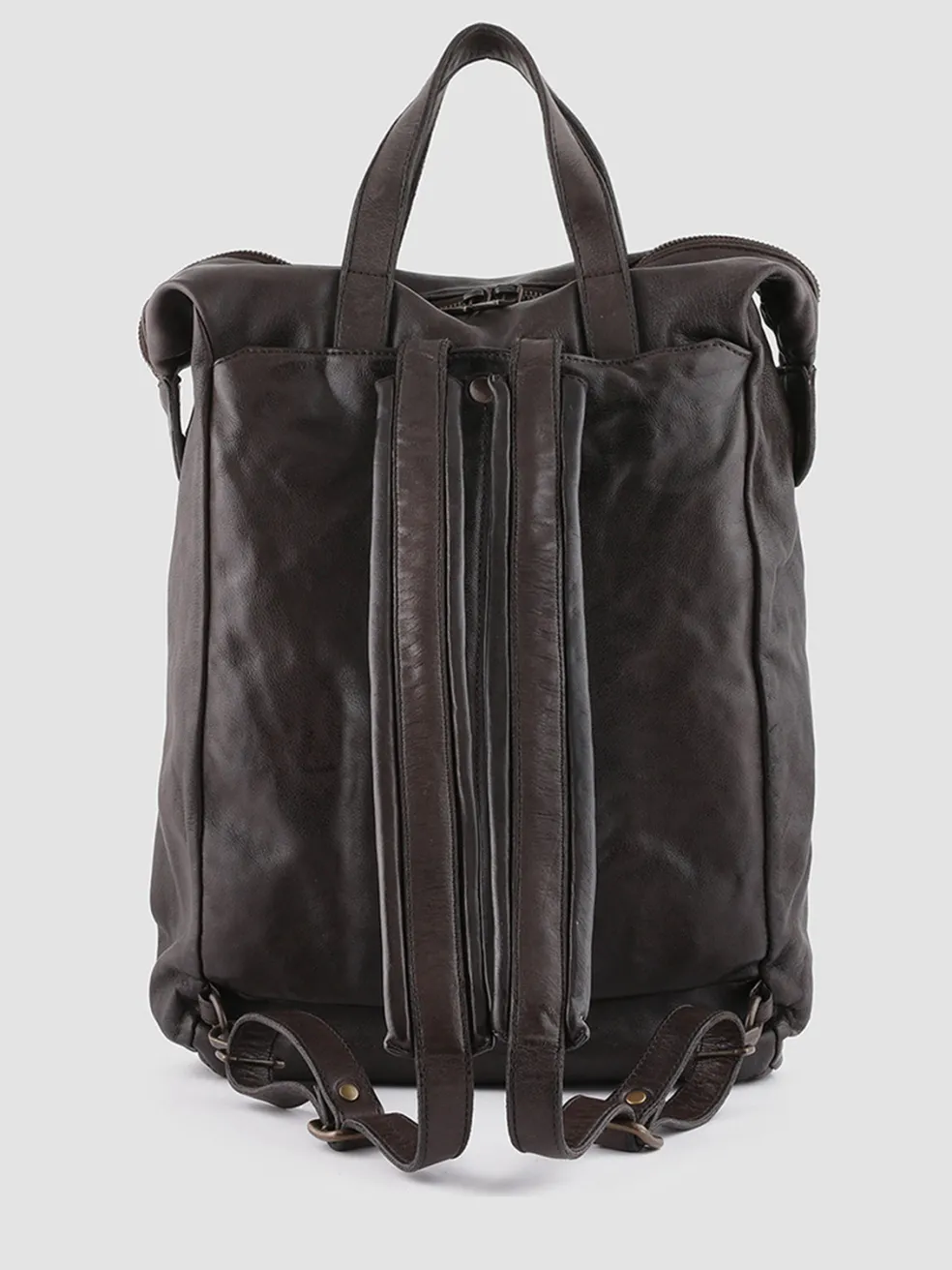 New Officine Creative HELMET 28 - Brown Leather Backpack EBANO
