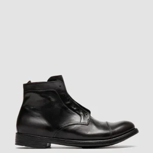 Store Officine Creative HIVE 005 - Black Leather Zipped Boots FERRO/BLACK