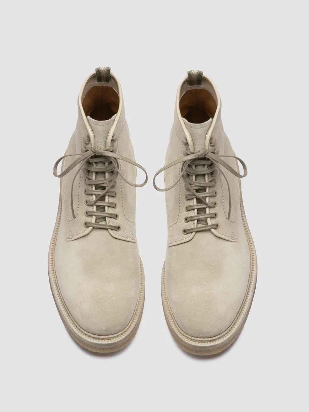 Shop Officine Creative HOPKINS CREPE 116 - Ivory Suede Lace Up Boots CREAM