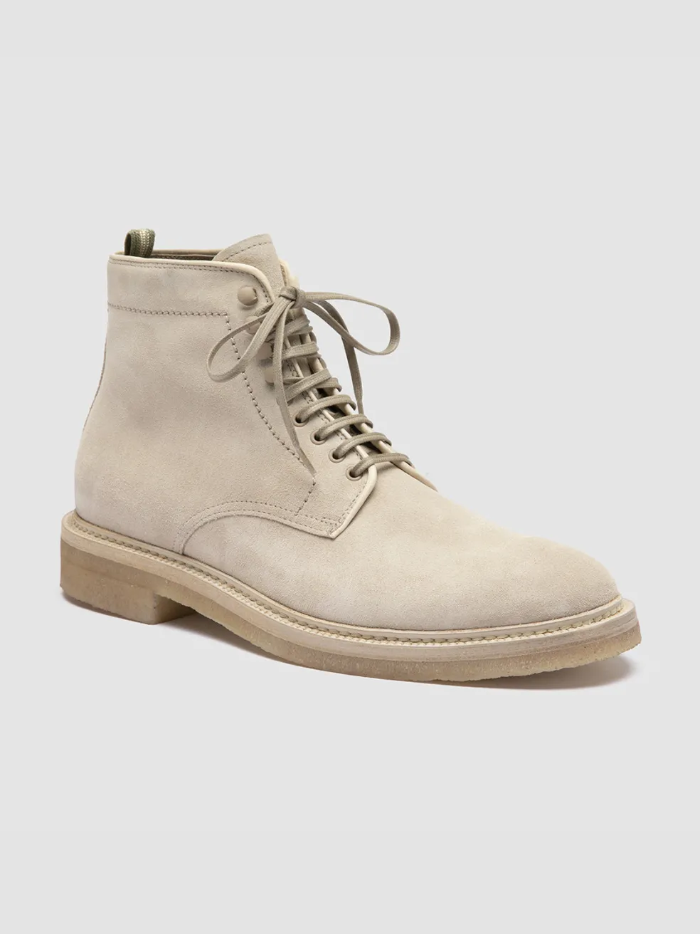 Shop Officine Creative HOPKINS CREPE 116 - Ivory Suede Lace Up Boots CREAM
