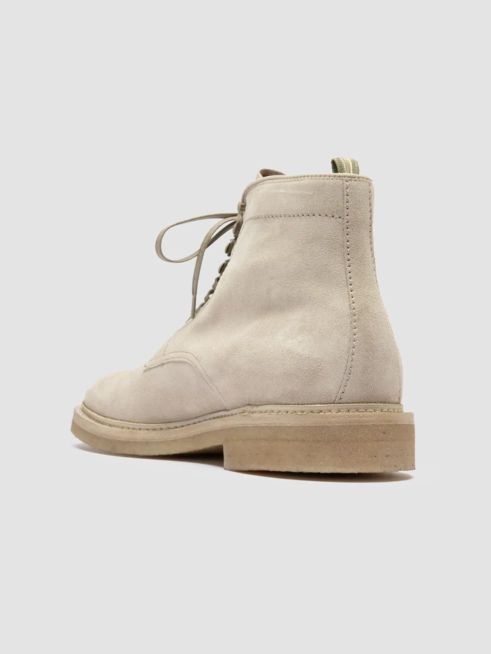 Shop Officine Creative HOPKINS CREPE 116 - Ivory Suede Lace Up Boots CREAM