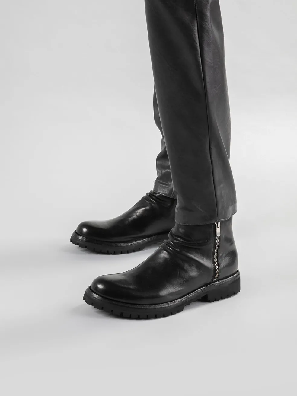 Cheap Officine Creative IKONIC 004 - Leather Zip Boots BLACK