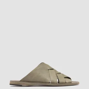 Cheap Officine Creative ITACA 049 - Green Leather Slide Sandals ELMWOOD